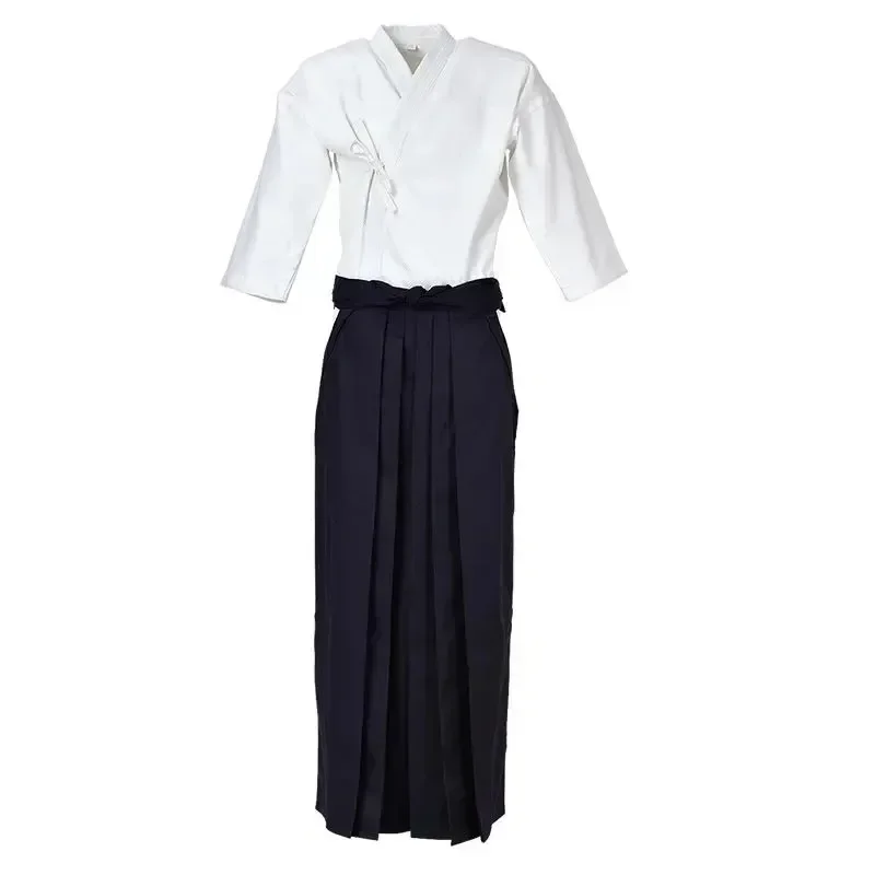 aikido gi uniforme coton hapkido pantalon kendo hakama noir bleu profond blanc samouraï japonais traditionnel keikogi aikido gi uniforme coton hapkido pantalon kendo hakama noir bleu profond blanc samouraï japonais traditionnel keikogi