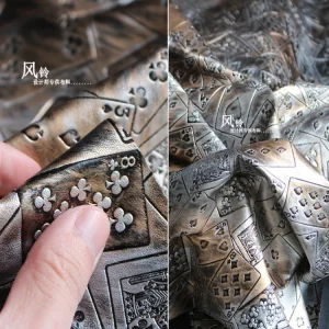 Tissu à motif de Poker en relief, or argent, texturé, Design créatif, fait à la main, matériel de mode