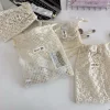 sacs à cordon brodés en dentelle en maille, sac à cordon imprimé marguerite, organisateur de soins de la peau de voyage, sac anti poussière pour bijoux, sacs à cordon
