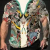 harajuku samouraï t shirt pour hommes 2025 nouvelle mode décontracté hommes t shirt à manches courtes été anime japonais 3d imprimé y2k hauts