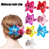 pinces à cheveux fleur hawaïenne pour femmes et filles, épingles à cheveux florales, hibiscus et orchidée, été, plage, vacances, fête de mariage, accès aux cheveux, p0t4