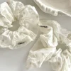 Coton lin creux brodé Beige propre rafraîchissant gros intestin rétro anneau de cheveux Mori fée Style bandeau accessoires de cheveux