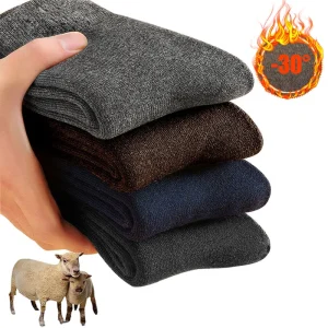 2025 nouveau hiver Super plus épais chaussettes chaudes laine hommes femmes chaussettes solides chaussettes laine mérinos chaussettes contre la neige froide Terry chaussettes