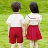 uniforme scolaire japonais coréen pour enfants, ensemble chemise, short, jupe, costume à fleurs, tenue pour enfants, jumeaux, garçon et fille, vêtements de danse sur scène