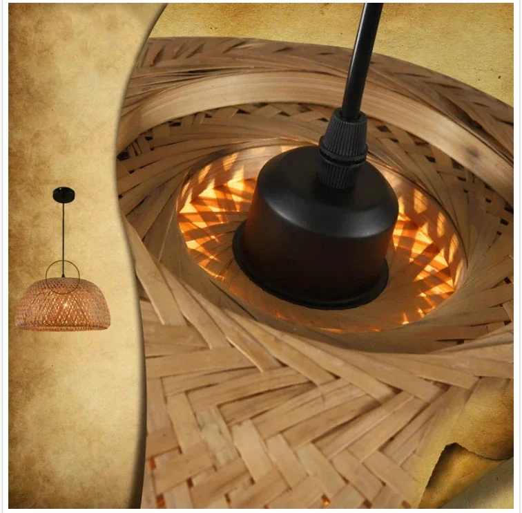 lustre japonais en rotin de bambou naturel, lampes suspendues tissées à la main, abat jour en osier, suspension d'éclairage e27 lustre japonais en rotin de bambou naturel, lampes suspendues tissées à la main, abat jour en osier, suspension d'éclairage e27
