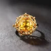 grands ensembles de bijoux de luxe en cristal jaune rond 10 carat, couleur or, pendentif en pierre cz, colliers, boucles d'oreilles, bagues pour femmes