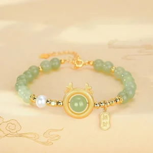 Bijoux fins Style anniversaire cadeau zodiaque Dragon décoration Hotan Jade Bracelet lumière luxe sens avancé pour les femmes