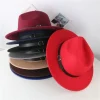 mode large bord britannique fedora chapeau occasion formelle gentleman hiver feutre chapeaux couleur unie décontracté laine chapeaux hommes femmes