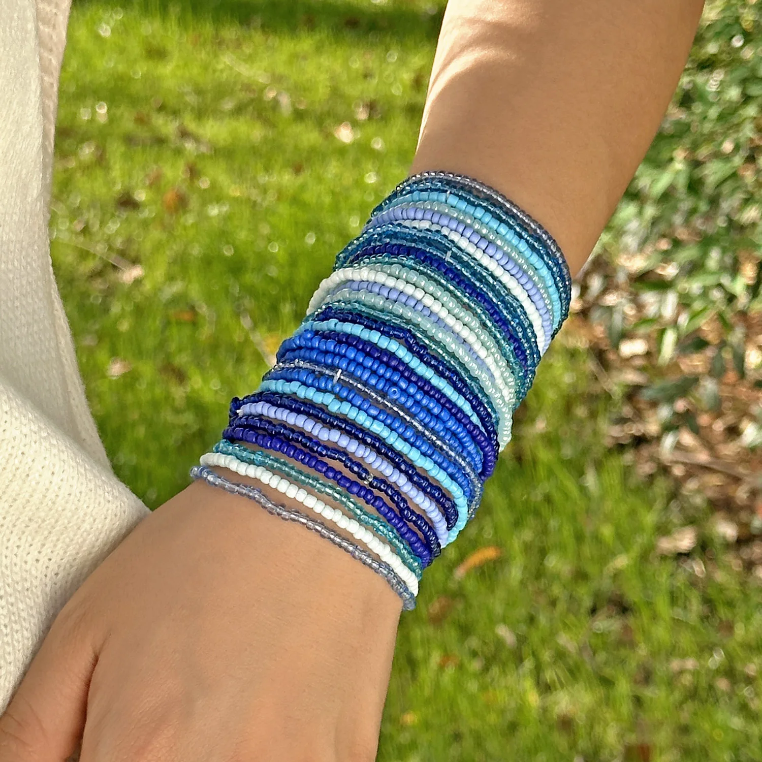 ensemble de bracelets de perles bohème pour femmes, chaîne de perles de riz extensibles colorées, bijoux empilables, cadeau de plage d'été ensemble de bracelets de perles bohème pour femmes, chaîne de perles de riz extensibles colorées, bijoux empilables, cadeau de plage d'été