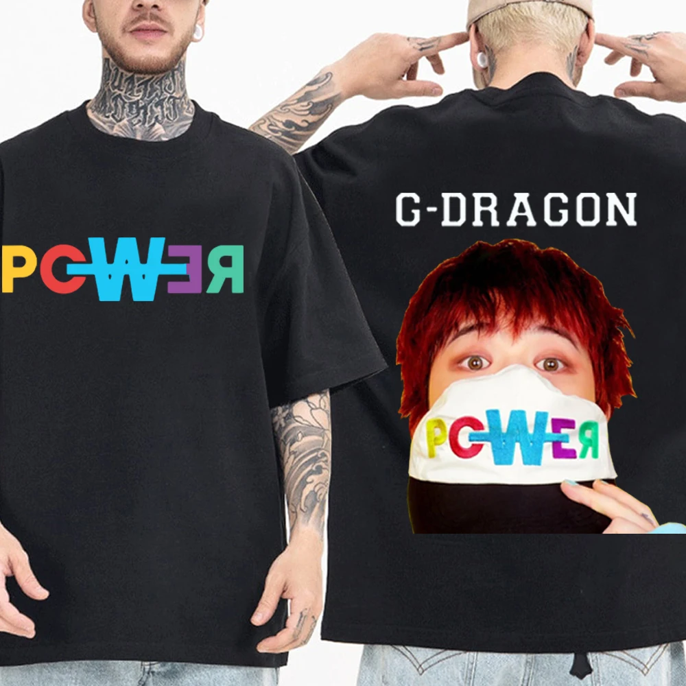 G Dragon POWER T-shirt homme femmes Harajuku col rond été chemise décontractée G Dragon POWER T-shirt homme femmes Harajuku col rond été chemise décontractée