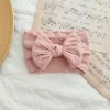 joli bandeau pour nouveau né fille, tricot élastique, turban pour enfants, nœuds en nylon doux, couvre chef pour enfants, accessoires pour cheveux