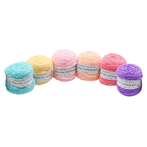 Fil à touffeter solide, 6 rouleaux/ensemble 200M, 8 brins, fil de coton pour pistolet à touffeter, tissu de moine, fil à tricoter 24 couleurs, broderie Poke