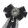 broche à nœud en biscuits avec ruban en dentelle noire pour femme, chemise élégante coréenne, accessoires de style collège britannique et japonais, nouveau
