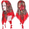 2025 fleur hijab femmes châle écharpe enveloppement chaud bohême impression foulard carré oreille de blé foulard hiver