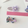 ensemble d'épingles à cheveux à nœud violet pour bébés filles, barrettes mignonnes, épingle à cheveux kawaii, fleur douce, accessoires pour cheveux de bébé coréen, 2 pièces