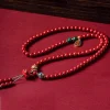 bracelet multi boucles vintage en cinabre porte bonheur avec perles de lotus malachite, style ethnique, cadeau de bijoux pour femmes