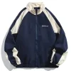 Veste à col bloc de couleur rétro de Style japonais pour hommes, marque décontractée surdimensionnée, vêtements d’extérieur de Style collégial, printemps/automne Veste à col bloc de couleur rétro de Style japonais pour hommes, marque décontractée surdimensionnée, vêtements d’extérieur de Style collégial, printemps/automne