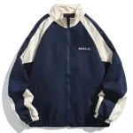 Veste à col bloc de couleur rétro de Style japonais pour hommes, marque décontractée surdimensionnée, vêtements d’extérieur de Style collégial, printemps/automne Veste à col bloc de couleur rétro de Style japonais pour hommes, marque décontractée surdimensionnée, vêtements d’extérieur de Style collégial, printemps/automne