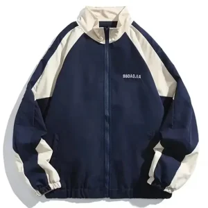 Veste à col bloc de couleur rétro de Style japonais pour hommes, marque décontractée surdimensionnée, vêtements d’extérieur de Style collégial, printemps/automne Veste à col bloc de couleur rétro de Style japonais pour hommes, marque décontractée surdimensionnée, vêtements d’extérieur de Style collégial, printemps/automne