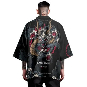 Cardigan imprimé dragon pour hommes et femmes, vêtements de plage asiatiques, kimono japonais Harajuku, mode Haori