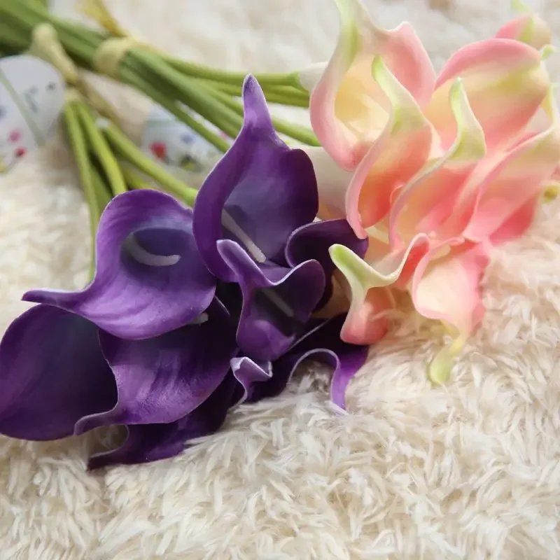 bouquets de fleurs de lys calla en pu, décoration d'automne pour la maison, plantes artificielles, fausses fleurs artificielles, décoration de mariage bouquets de fleurs de lys calla en pu, décoration d'automne pour la maison, plantes artificielles, fausses fleurs artificielles, décoration de mariage