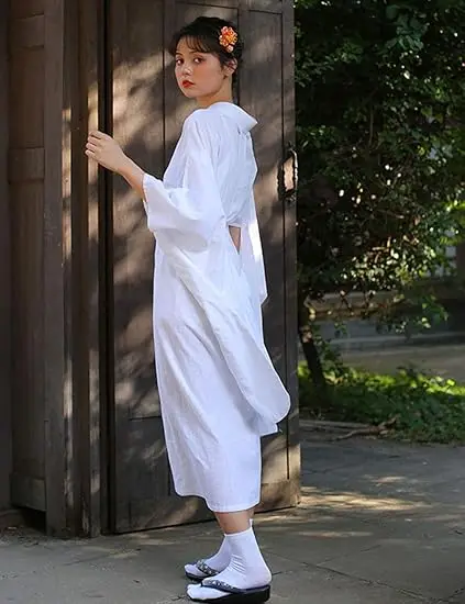 robe kimono japonaise traditionnelle pour femmes, sous vêtements yukata, longue féejuban, manches 3/4 robe kimono japonaise traditionnelle pour femmes, sous vêtements yukata, longue féejuban, manches 3/4