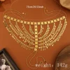 bijoux de cheveux couleur or, disque multicouche, paillettes, pompon, chaîne de tête, pièce de monnaie de lune dorée, longues chaînes, coiffure de mariée