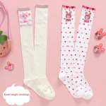 Chaussettes japonaises longues en dentelle pour enfants, dessin animé, amour, petit lapin, longueur au genou, leggings pour filles, bas pour bébé Chaussettes japonaises longues en dentelle pour enfants, dessin animé, amour, petit lapin, longueur au genou, leggings pour filles, bas pour bébé