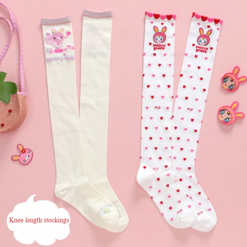Chaussettes japonaises longues en dentelle pour enfants, dessin animé, amour, petit lapin, longueur au genou, leggings pour filles, bas pour bébé Chaussettes japonaises longues en dentelle pour enfants, dessin animé, amour, petit lapin, longueur au genou, leggings pour filles, bas pour bébé