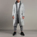 Cardigan à Capuche pour Homme, Long Manteau, Tricots, Europe et États-Unis, 3XL