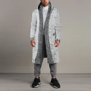 Cardigan à Capuche pour Homme, Long Manteau, Tricots, Europe et États-Unis, 3XL