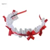 cerceau cheveux en dentelle à volants pour femmes, avec bandeau en maille, nœud accessoires cosplay