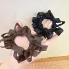 chouchous en caoutchouc pour cheveux coréens élégants pour femmes, look haut, nœud noir, marron, accessoires pour cheveux plissés, couvre chef, cordes pour cravate