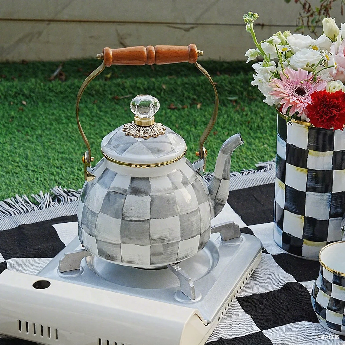 bouilloire à thé en émail de 2.5 litres, théière vintage émaillée, cuisinière pour eau, café, théière, décoration de cuisine à domicile avec poignée bouilloire à thé en émail de 2.5 litres, théière vintage émaillée, cuisinière pour eau, café, théière, décoration de cuisine à domicile avec poignée