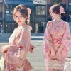 Nouvelle mode personnelle rose douce fleur de cerisier fille japonaise voyage photographie améliorée Kimono Art Photo photographie vêtements