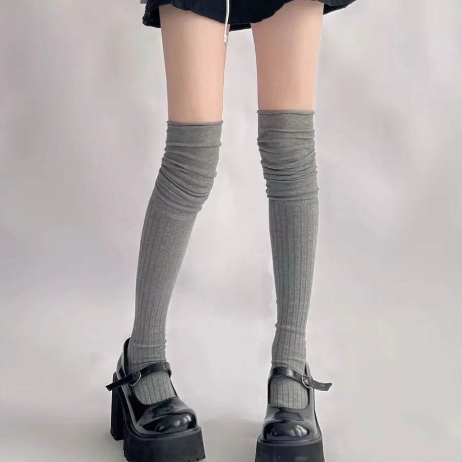 chaussettes mi longues pour femmes, chaussettes chaudes tricotées pour bottes, chauffe jambes, bas hauts en coton japonais jk chaussettes mi longues pour femmes, chaussettes chaudes tricotées pour bottes, chauffe jambes, bas hauts en coton japonais jk