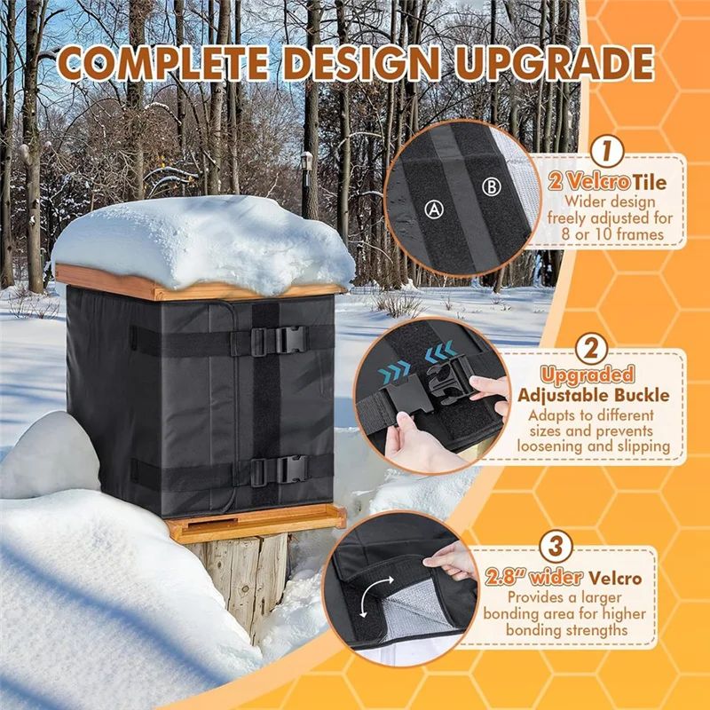 shgo bee wrap pour ruche pour 2 boîtes profondes tissu oxford 600d, conception réglable pour ruche à cadre 10 et 8 en hiver shgo bee wrap pour ruche pour 2 boîtes profondes tissu oxford 600d, conception réglable pour ruche à cadre 10 et 8 en hiver