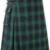 kilt tartan traditionnel écossais des highlands pour hommes 100% jins katun kilt hibrida, kotak modern lipit tartan montant jalon pria kilt