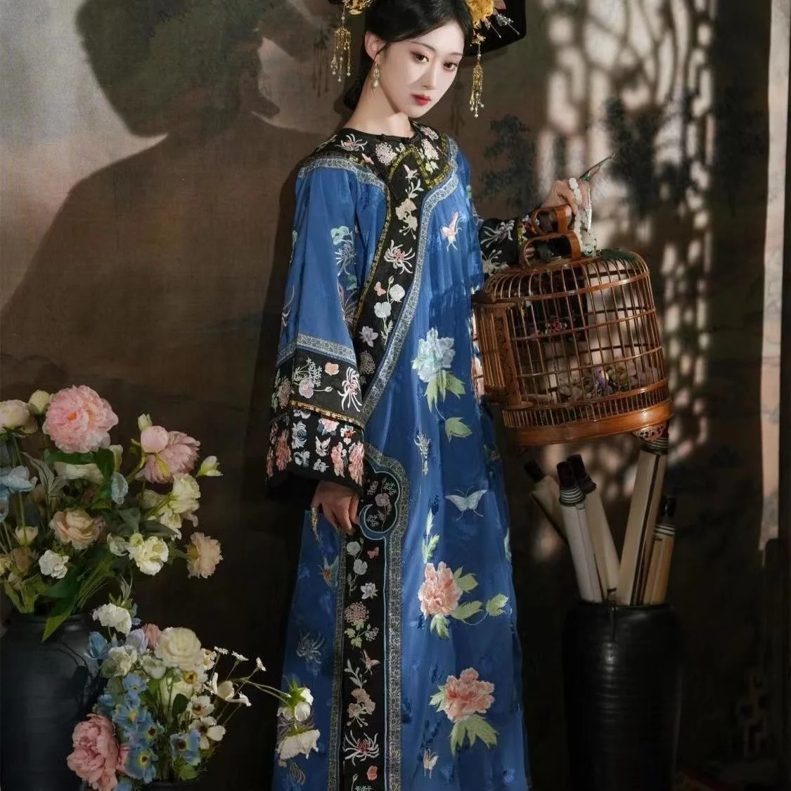 costume de style palais classique pour femmes, imprimé de la dynastie qing qi, vintage gege, fille de l'empereur, cape de cosplay, vêtements costume de style palais classique pour femmes, imprimé de la dynastie qing qi, vintage gege, fille de l'empereur, cape de cosplay, vêtements