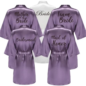 Peignoir Kimono en Satin pour femmes, tenue de soirée, pour la mère de la mariée ou la demoiselle d&rsquo;honneur