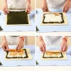 tapis à sushi en bambou exquis avec finition blanche, rouleau de riz aux algues, antiadhésif, cuisine de style japonais, fabrication essentielle de sushi