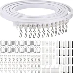 Rail de Rideau Pliable en Plastique Blanc, Style Moderne, Visible, Accessoires Rail de Rideau Pliable en Plastique Blanc, Style Moderne, Visible, Accessoires