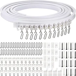 Rail de Rideau Pliable en Plastique Blanc, Style Moderne, Visible, Accessoires Rail de Rideau Pliable en Plastique Blanc, Style Moderne, Visible, Accessoires
