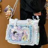 sac à bandoulière transparent de style japonais, joli sac ita décontracté texturé couleur bonbon pour filles, sacs de rangement légers à bandoulière
