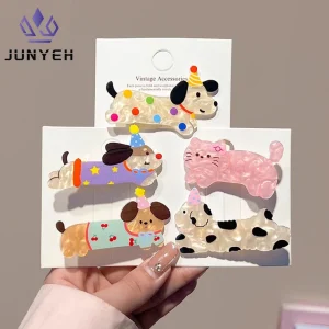 Pince à cheveux en acrylique pour filles, couvre-chef de chiot mignon de dessin animé, épingles à cheveux de noël, pince à frange d’animal doux, accessoires pour cheveux Pince à cheveux en acrylique pour filles, couvre-chef de chiot mignon de dessin animé, épingles à cheveux de noël, pince à frange d’animal doux, accessoires pour cheveux