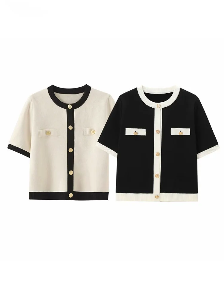hh décontracté femmes solide tricoté cardigan 2025 mode classique col rond simple boutonnage à manches courtes pull manteau hauts hh décontracté femmes solide tricoté cardigan 2025 mode classique col rond simple boutonnage à manches courtes pull manteau hauts