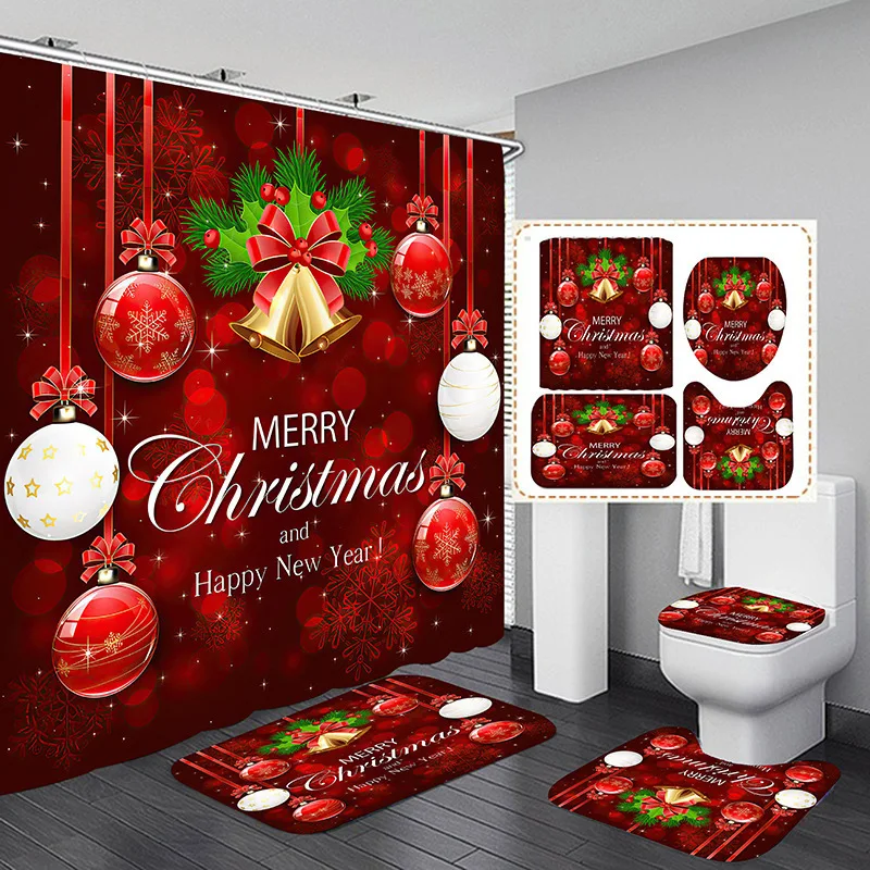 Navidad joyeux noël décor rideau de douche Santa Elk noël imperméable Polyester rideau de bain nouvel an chambre rideaux Navidad joyeux noël décor rideau de douche Santa Elk noël imperméable Polyester rideau de bain nouvel an chambre rideaux