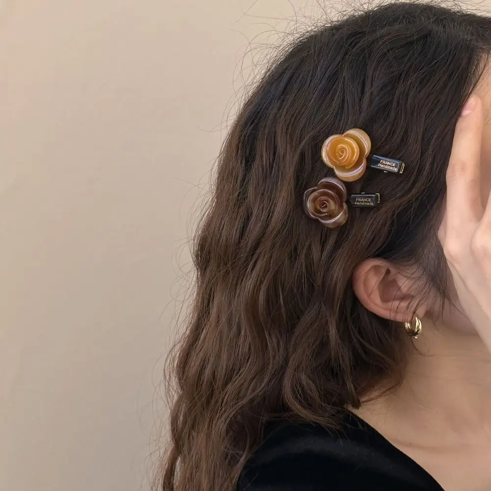 pince à cheveux en acétate français, barrettes à fleurs roses élégantes, pinces latérales nouées, frange, niche avancée, épingle à cheveux rose en trois dimensions, 1pc pince à cheveux en acétate français, barrettes à fleurs roses élégantes, pinces latérales nouées, frange, niche avancée, épingle à cheveux rose en trois dimensions, 1pc