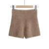 coréen pantalons cortos de mujer tricoté shorts pour femmes mode fourrure taille haute décontractée été y2k pantalon 2025 nouveaux bas