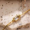 vintage hiphop 18k plaqué or carré cristal bange bracelet pour femmes en acier inoxydable étanche brillant zircon bracelets bijoux
